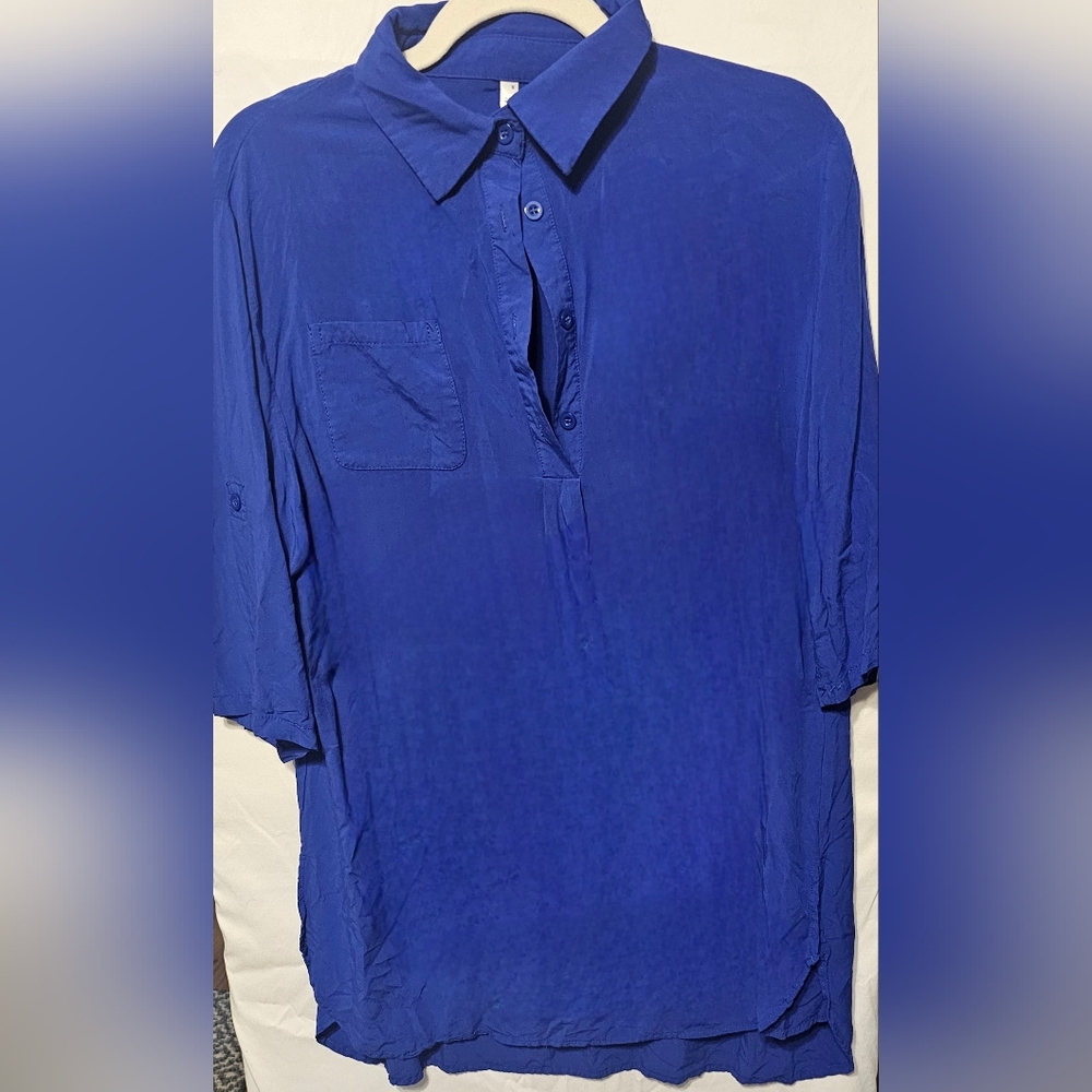 Vibrant Blue Button-Up Shirt